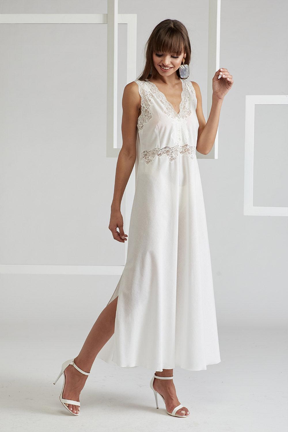 Cotton Vual Robe Set Off White - Sheila - Bocan