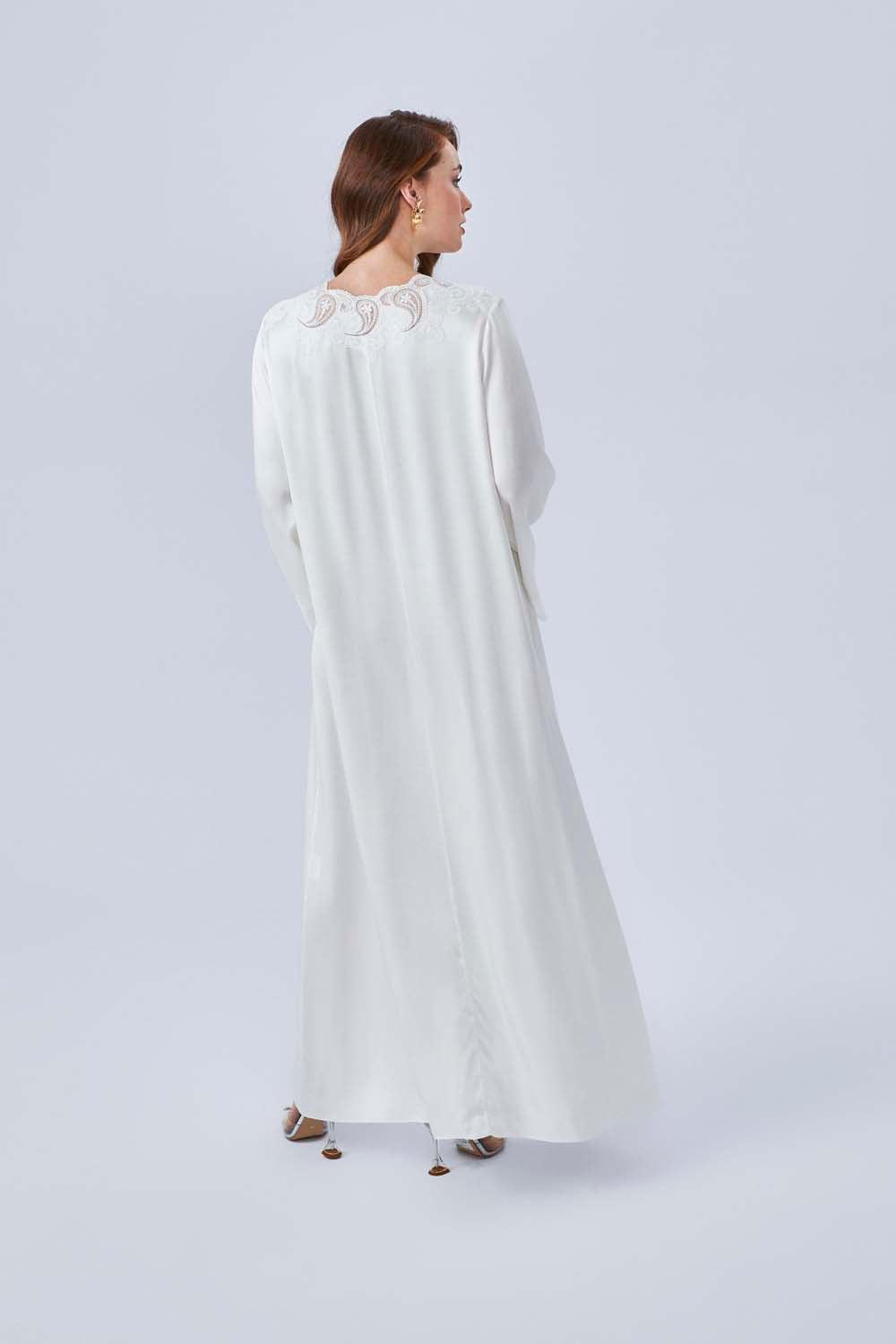 Delia- Long Rayon Dress - Off White - Bocan