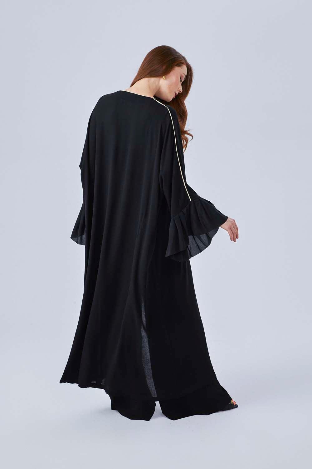 Eda - Piped Rayon Robe Set with Camisole and High Waisted Pant - Bocan