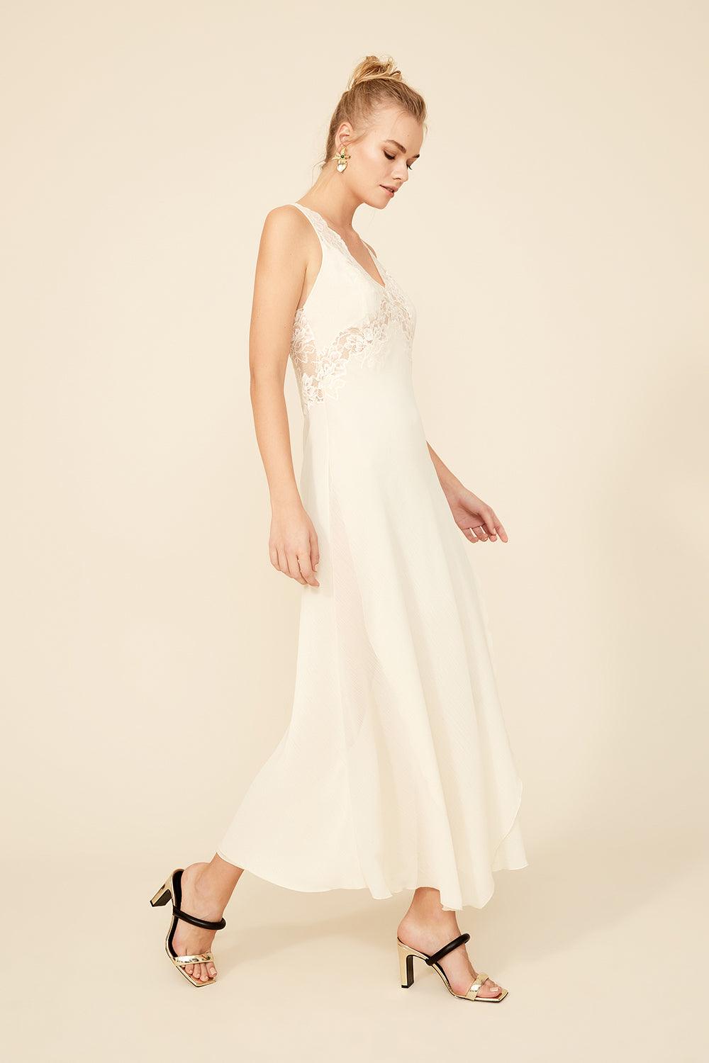 Fearne - Long Envelope Silk Nightgown - Honey - Bocan