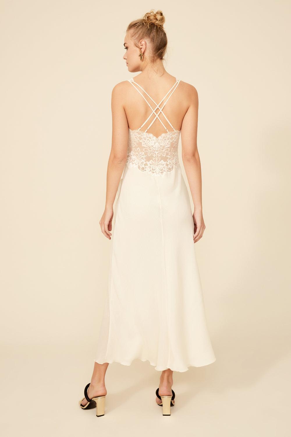 Fearne - Long Envelope Silk Nightgown - Honey - Bocan