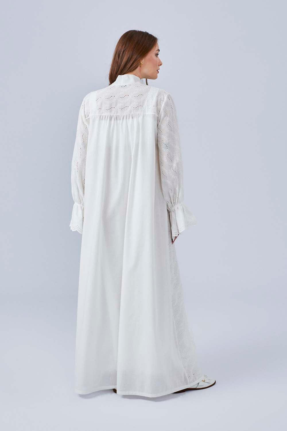 Gaia - Long Cotton Robe Set - Off White - Bocan