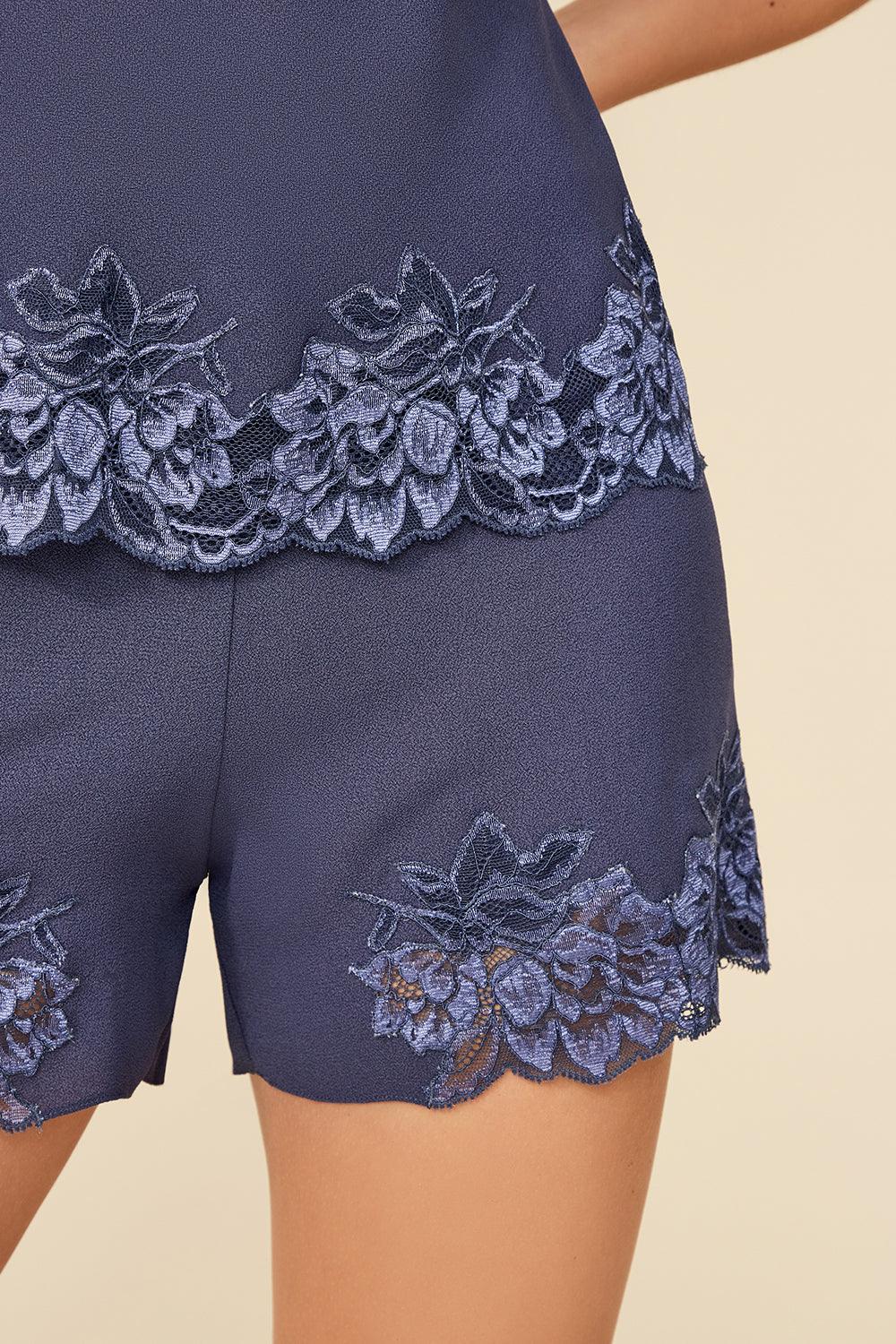 Georgia - Indigo Silk Cami and Short Set - Bocan