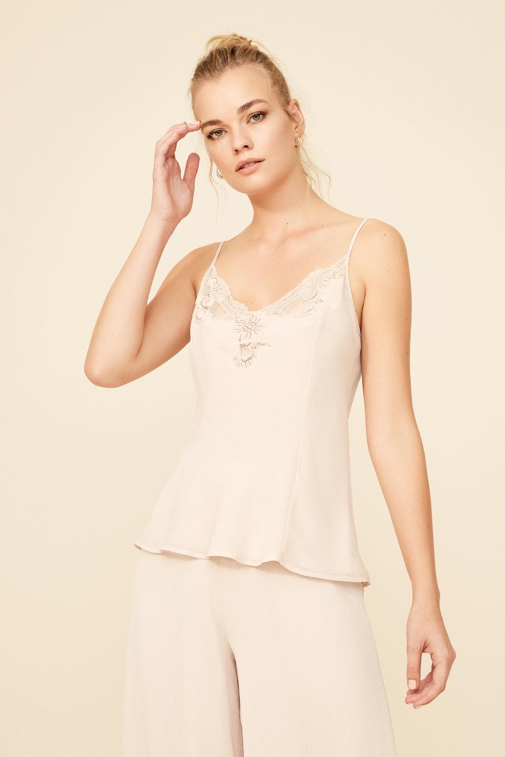 Gia - Silk Chiffon Robe Set - Sand - Bocan