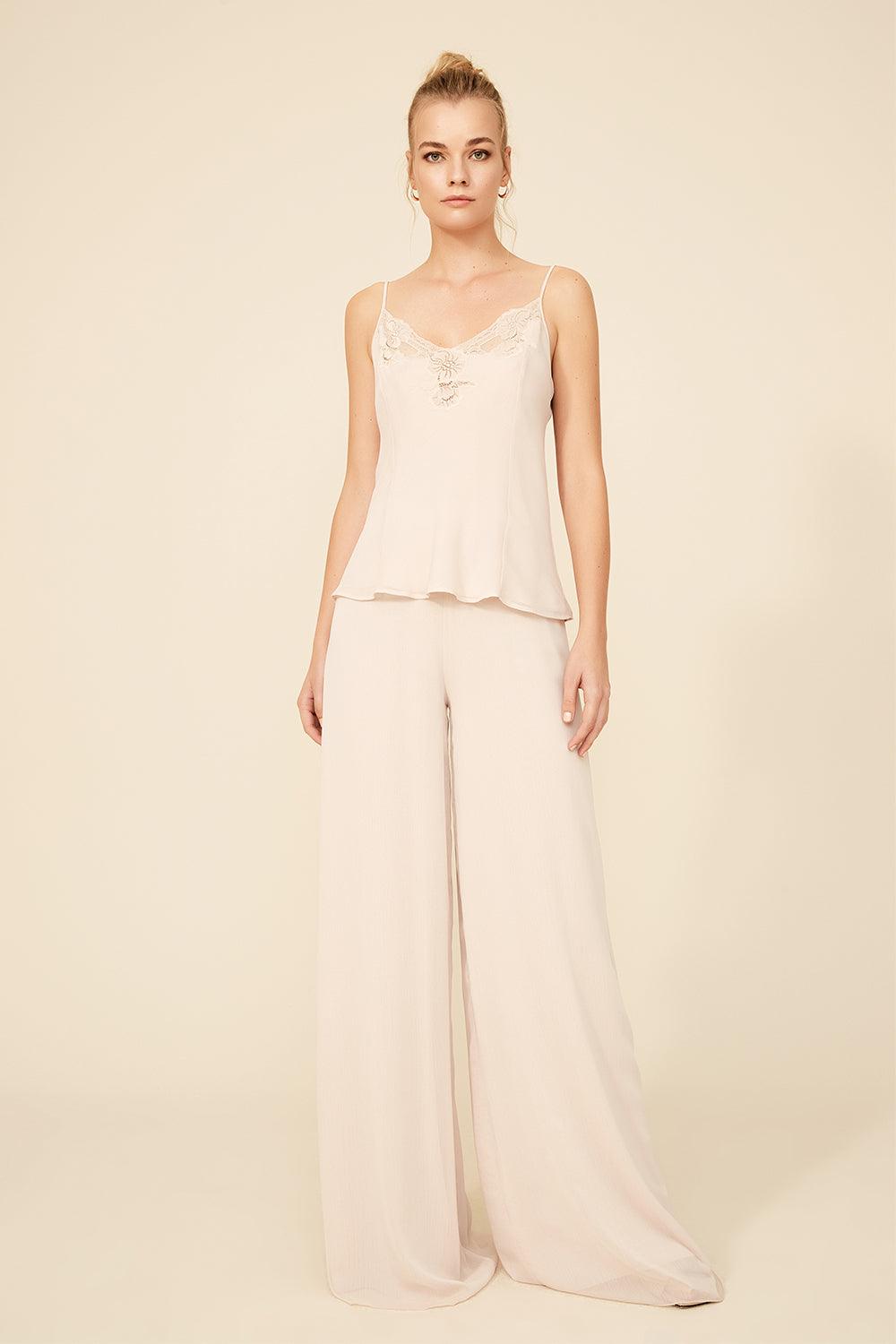 Gia - Silk Chiffon Robe Set - Sand - Bocan