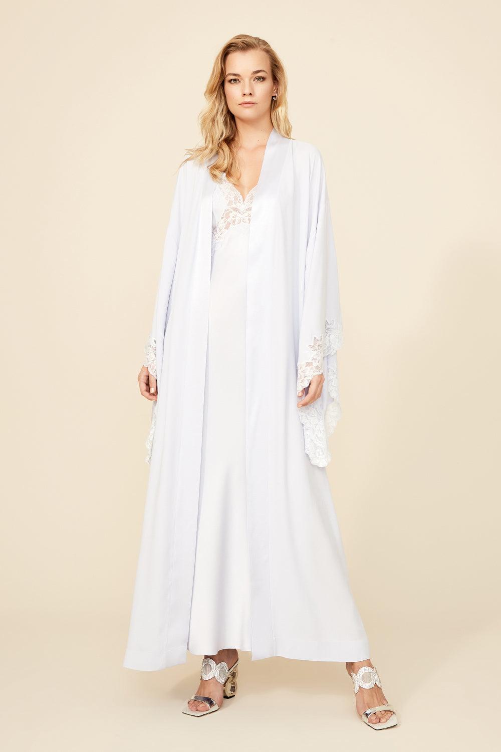 Heidi - Long Rayon Robe Set - Ice Blue - Bocan
