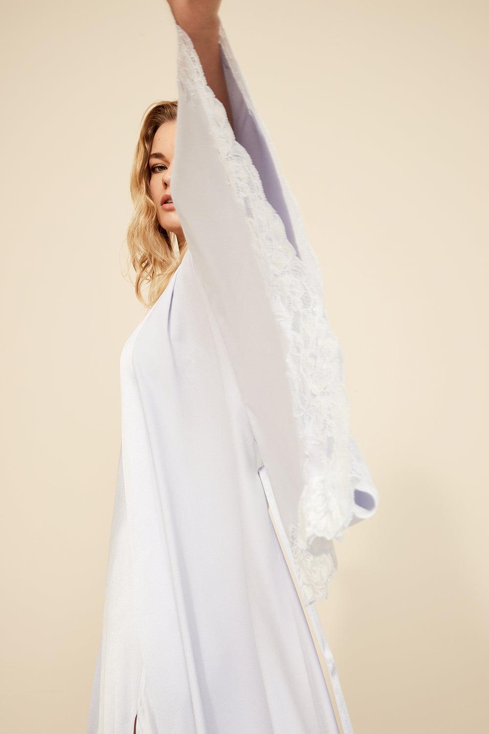 Heidi - Long Rayon Robe Set - Ice Blue - Bocan