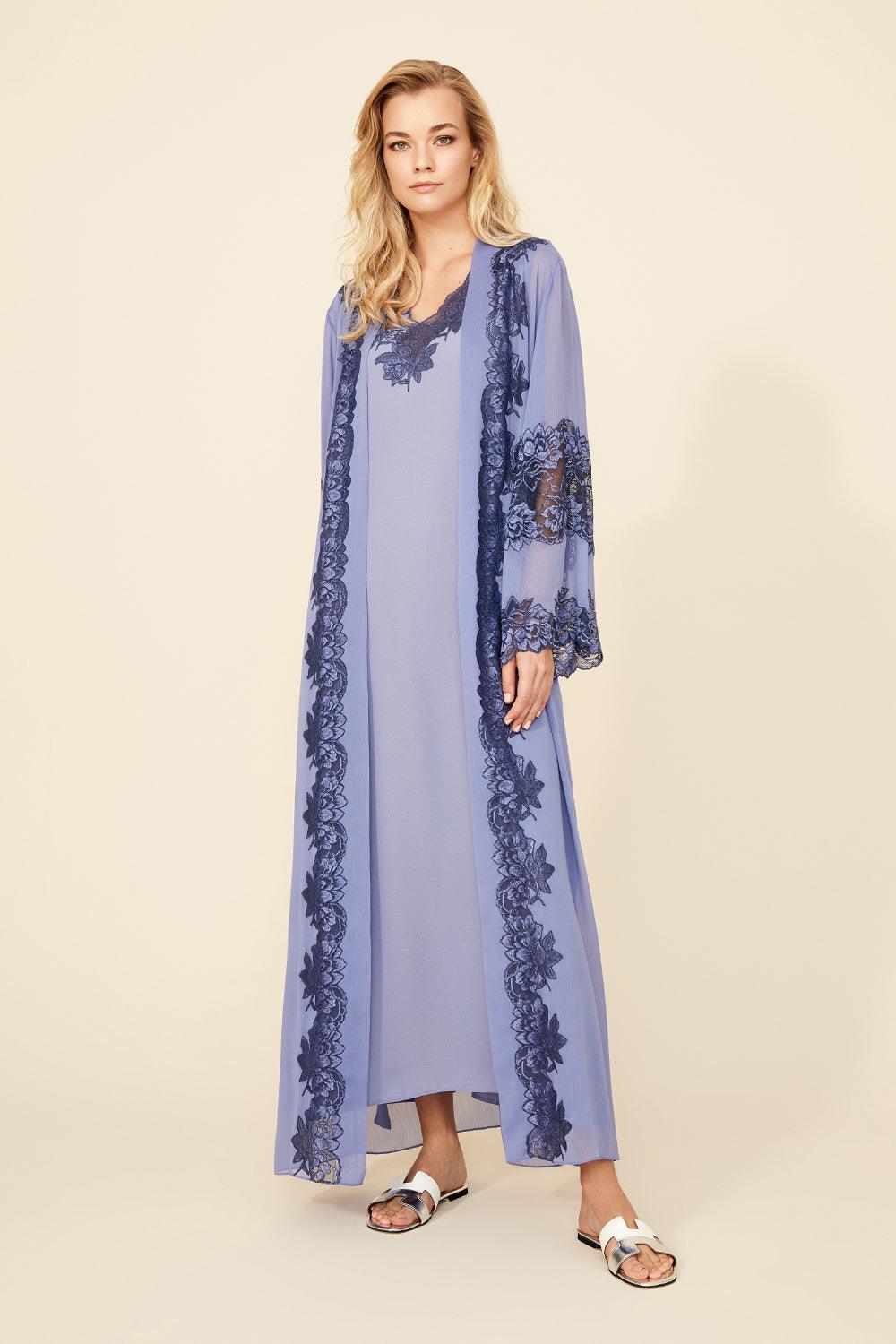 Iris Mia - Long Chiffon Robe - Lilac - Bocan
