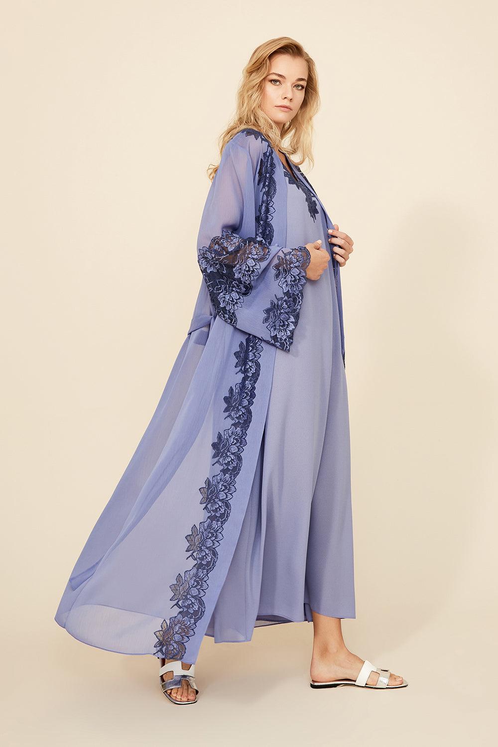 Iris Mia - Long Chiffon Robe - Lilac - Bocan