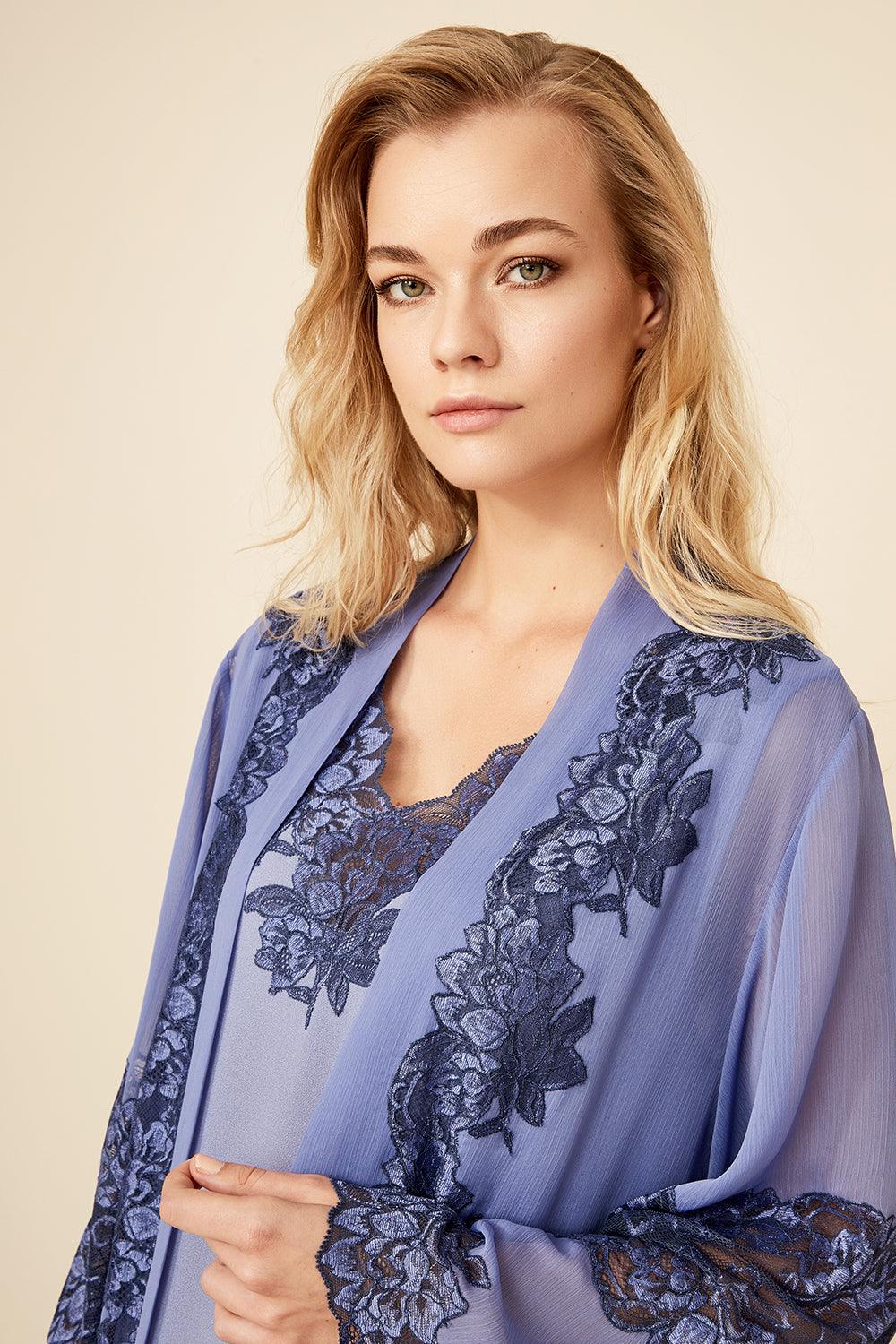 Iris Mia - Long Chiffon Robe - Lilac - Bocan