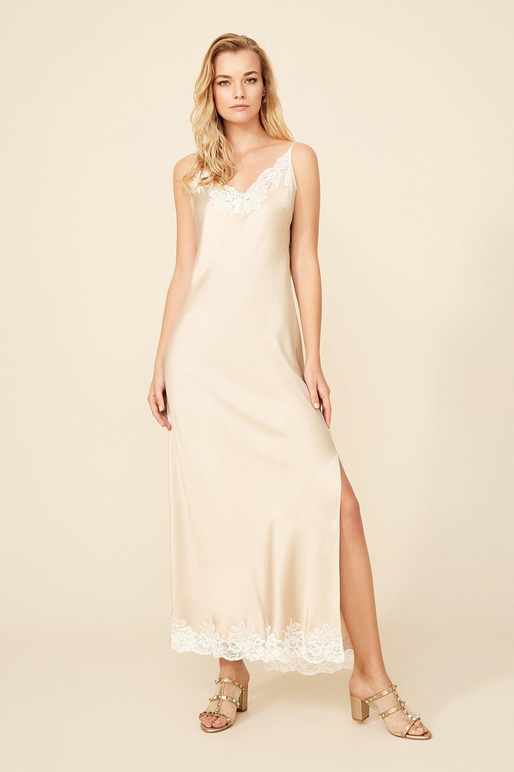 Jemima - Long Rayon Robe Set - Sand - Bocan