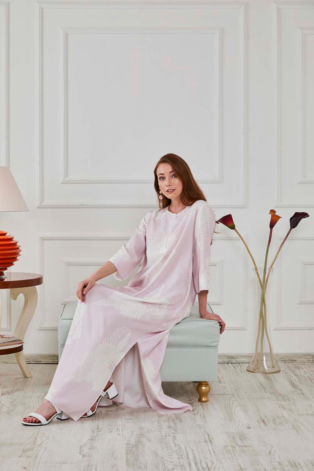 Lilou - Long Sleeve Buttoned Dress - Baby Pink - Bocan