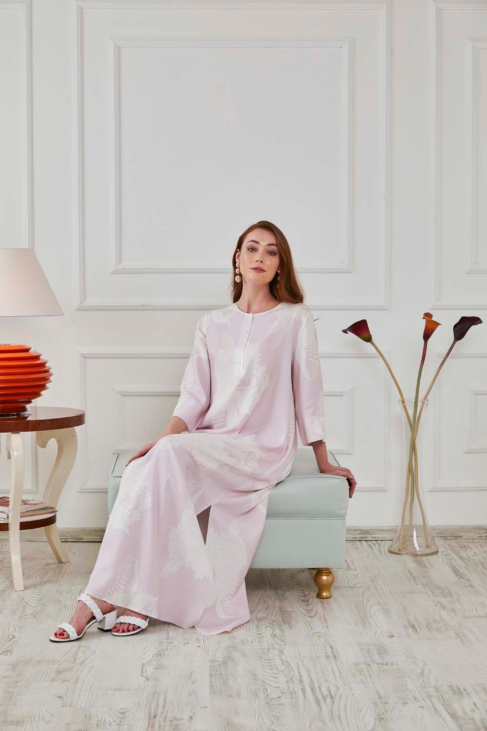 Lilou - Long Sleeve Buttoned Dress - Baby Pink - Bocan