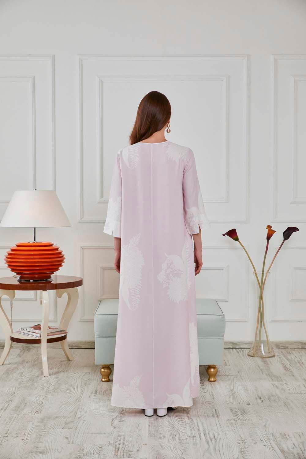 Lilou - Long Sleeve Buttoned Dress - Baby Pink - Bocan