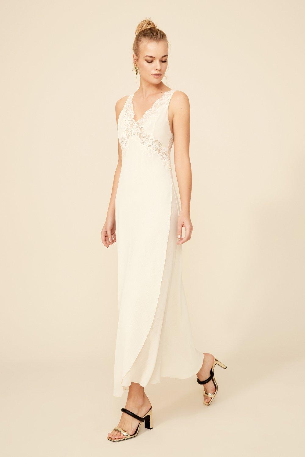 Lois - Long Silk Chiffon Robe Set - Honey - Bocan