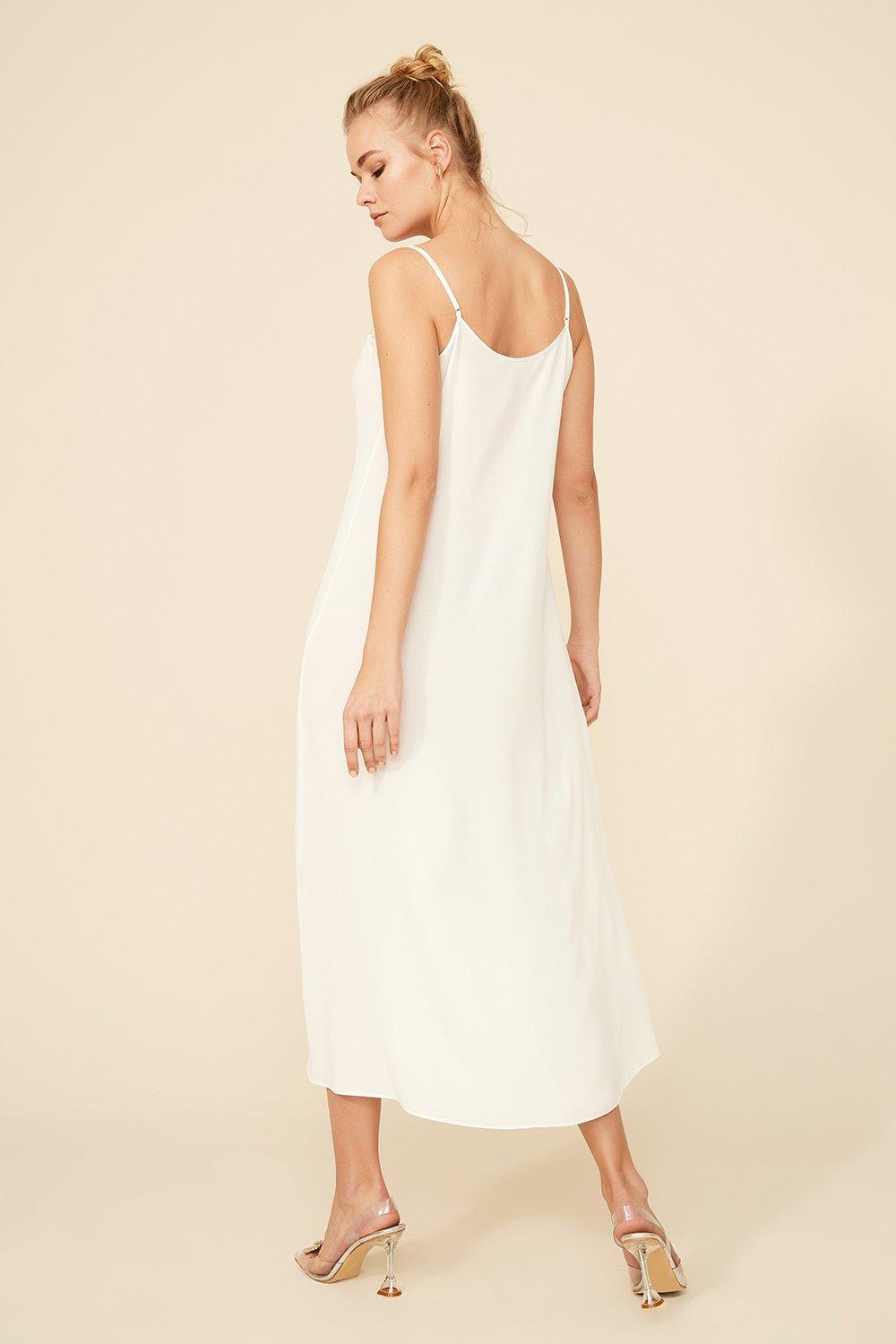 Melina - Long Silk Chiffon Printed Robe - Off White - Bocan