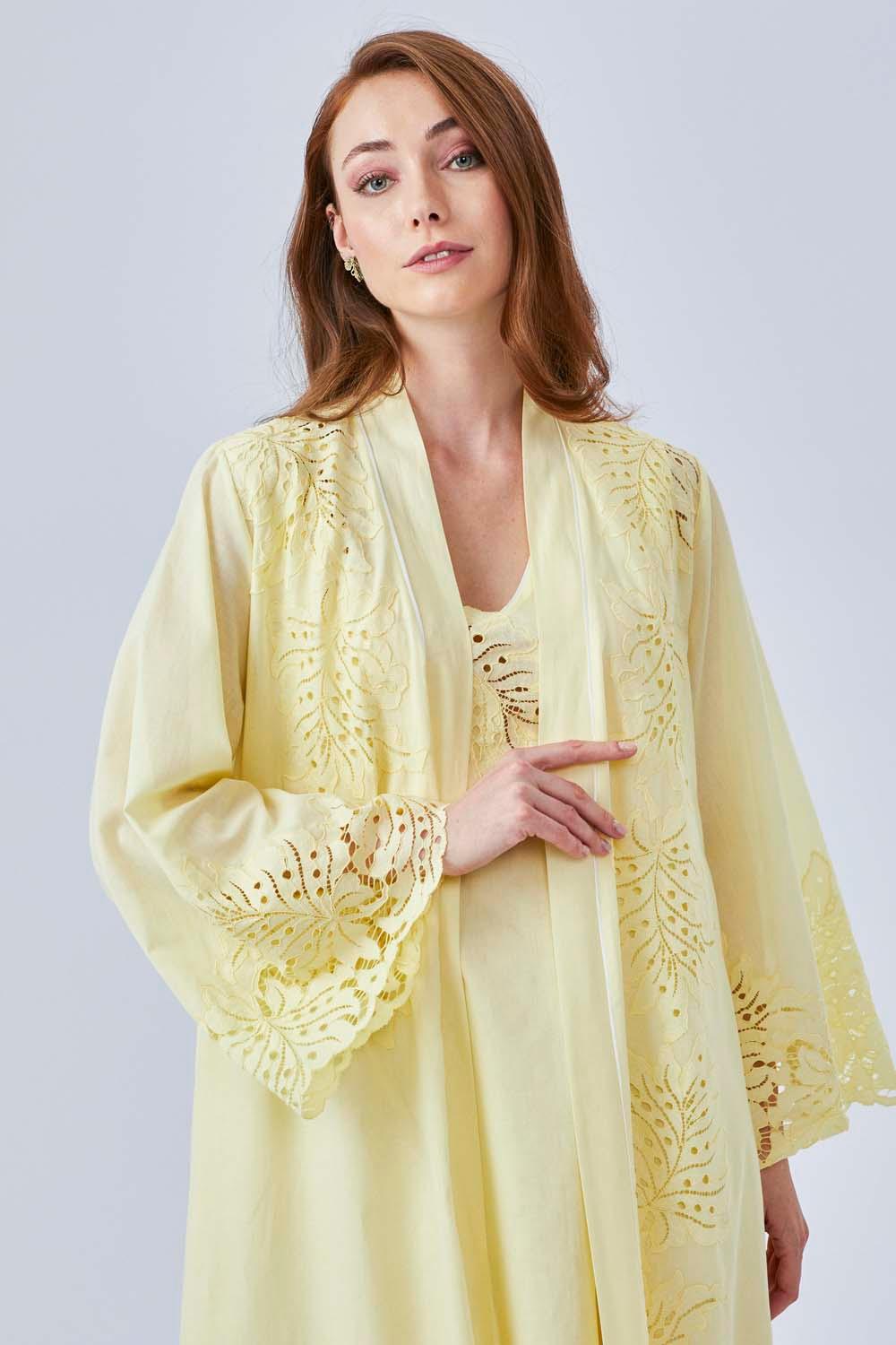 Melissa - Long Cotton Robe Set - Yellow - Bocan