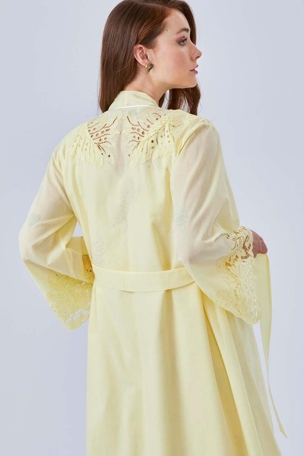 Melissa - Long Cotton Robe Set - Yellow - Bocan