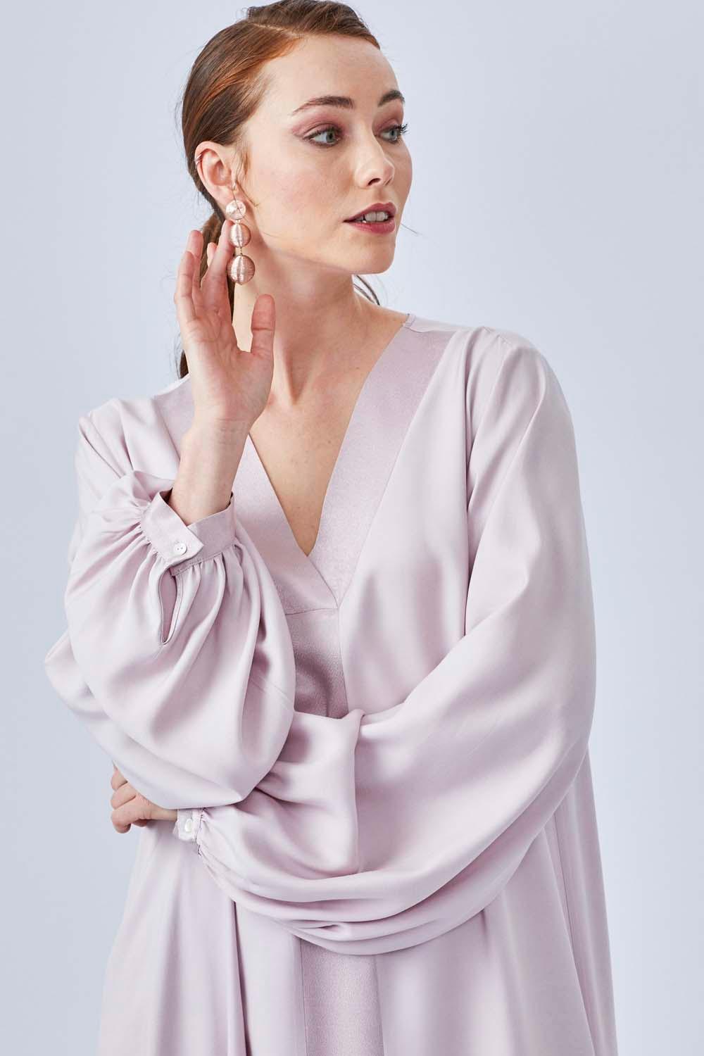 Nancy- Long Rayon Dress - Powder - Bocan