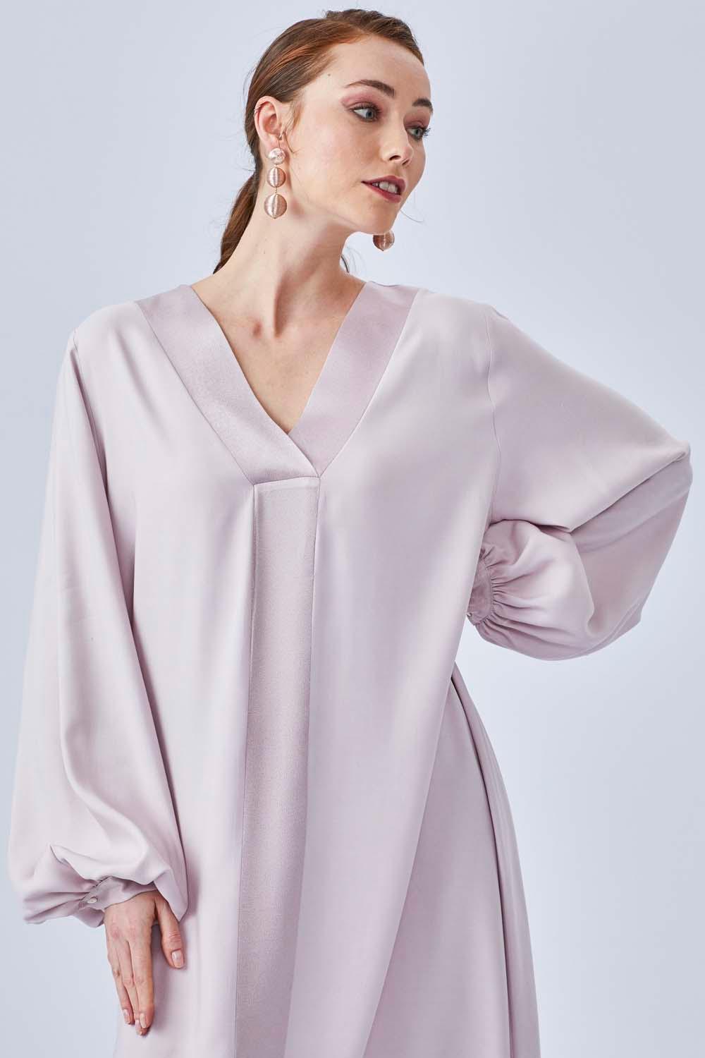 Nancy- Long Rayon Dress - Powder - Bocan