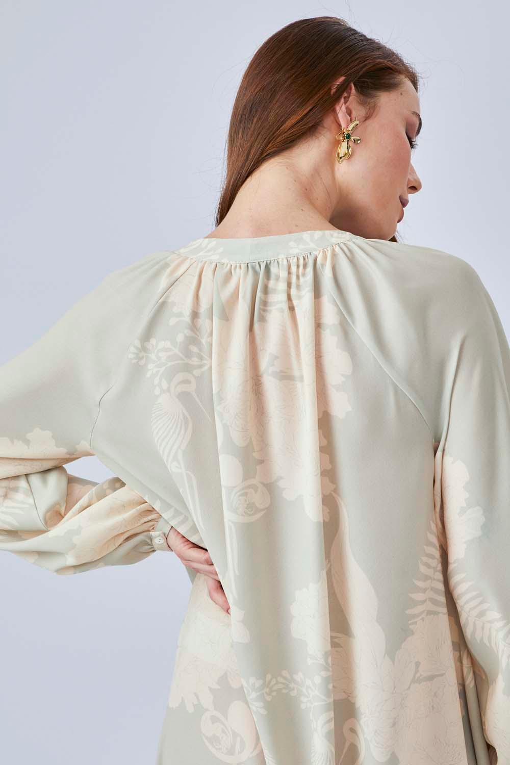 Olivia - Long Rayon Buttoned Dress - Nile Green - Bocan