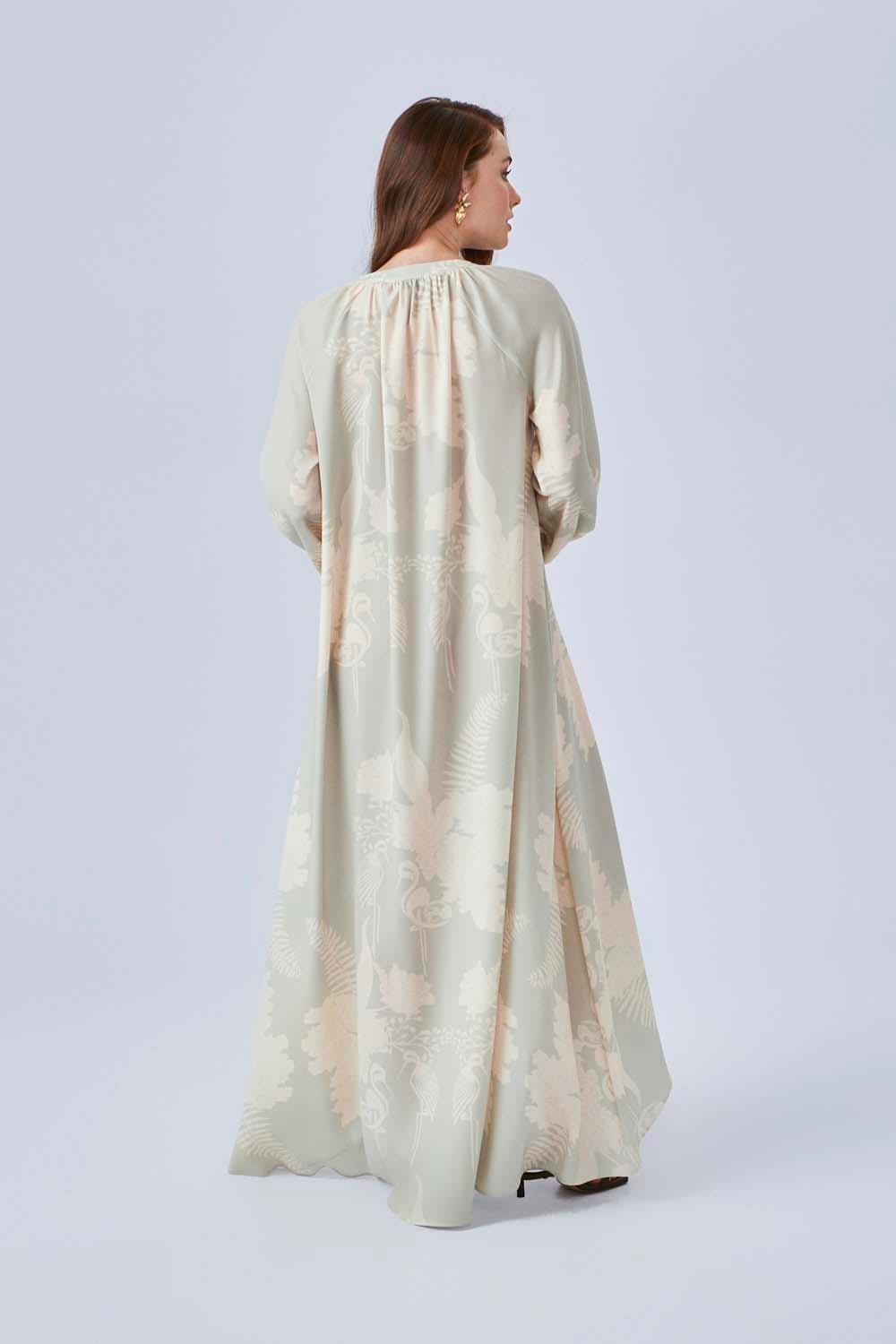 Olivia - Long Rayon Buttoned Dress - Nile Green - Bocan
