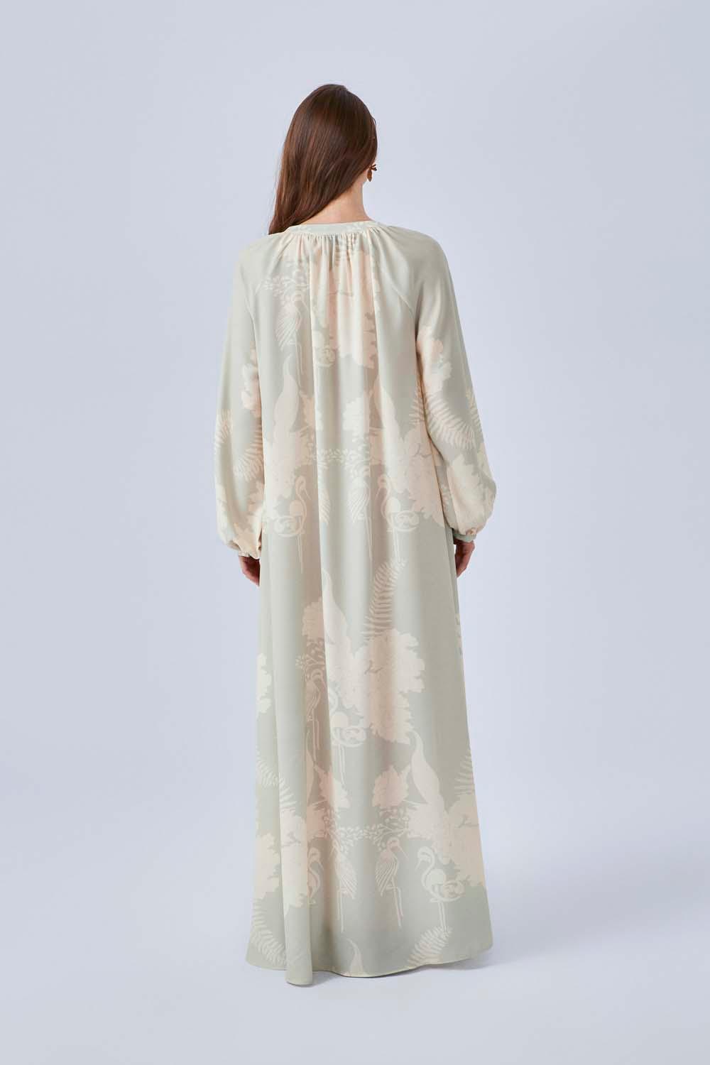 Olivia - Long Rayon Buttoned Dress - Nile Green - Bocan