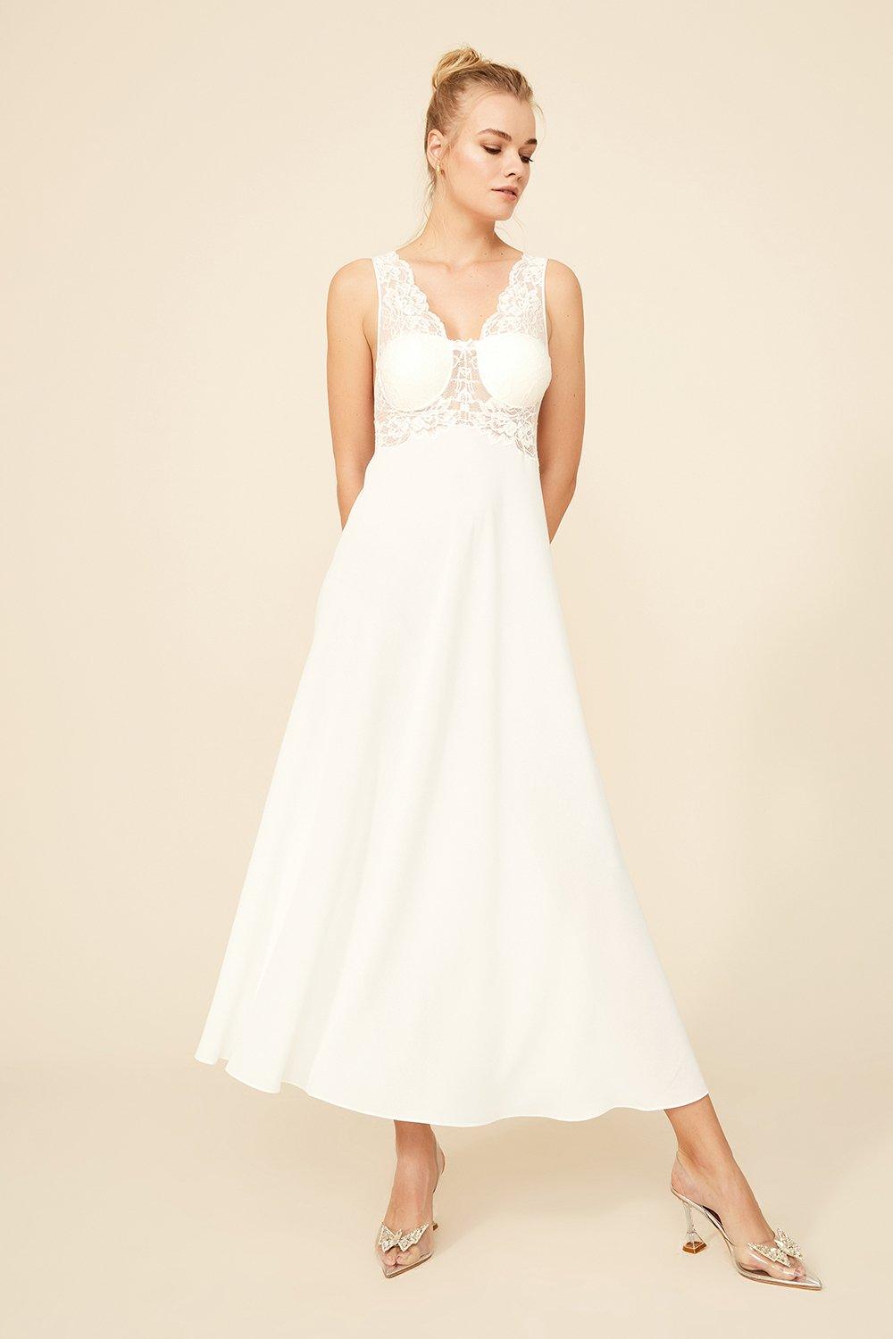 Opal - Long Silk Chiffon Robe Set - Off White - Bocan