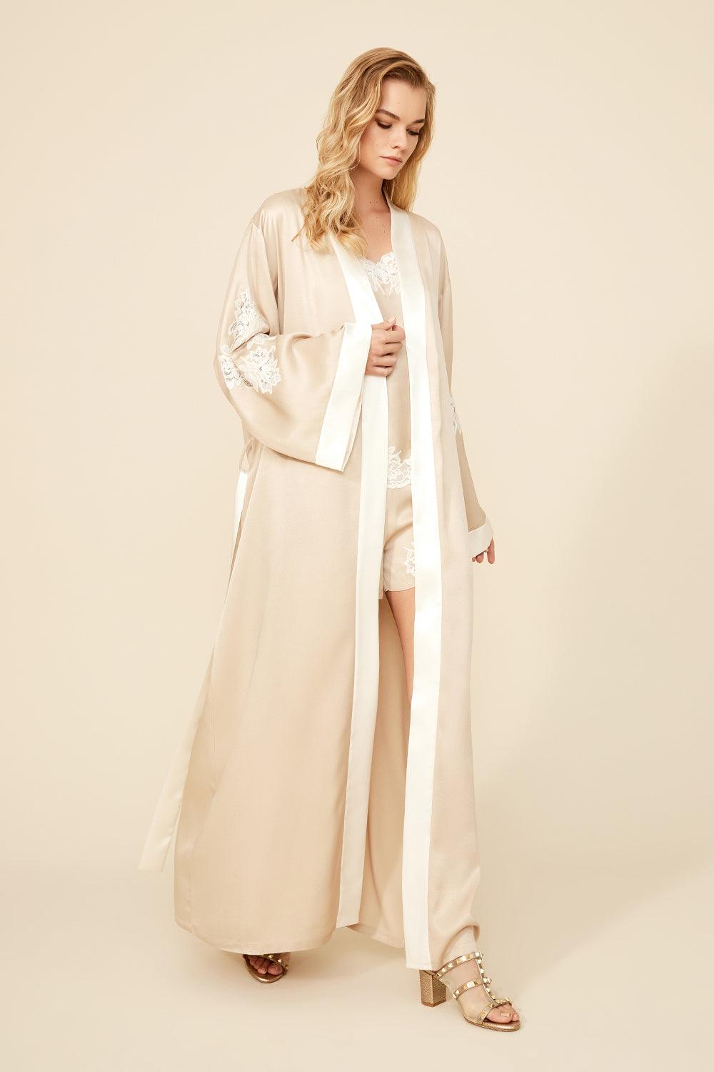 Orla - Sand Rayon Robe Set - Bocan