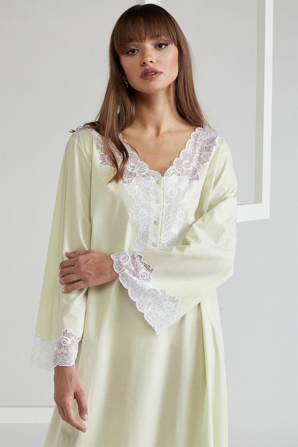 Poplin Buttoned Dress Lime - Ella - Bocan