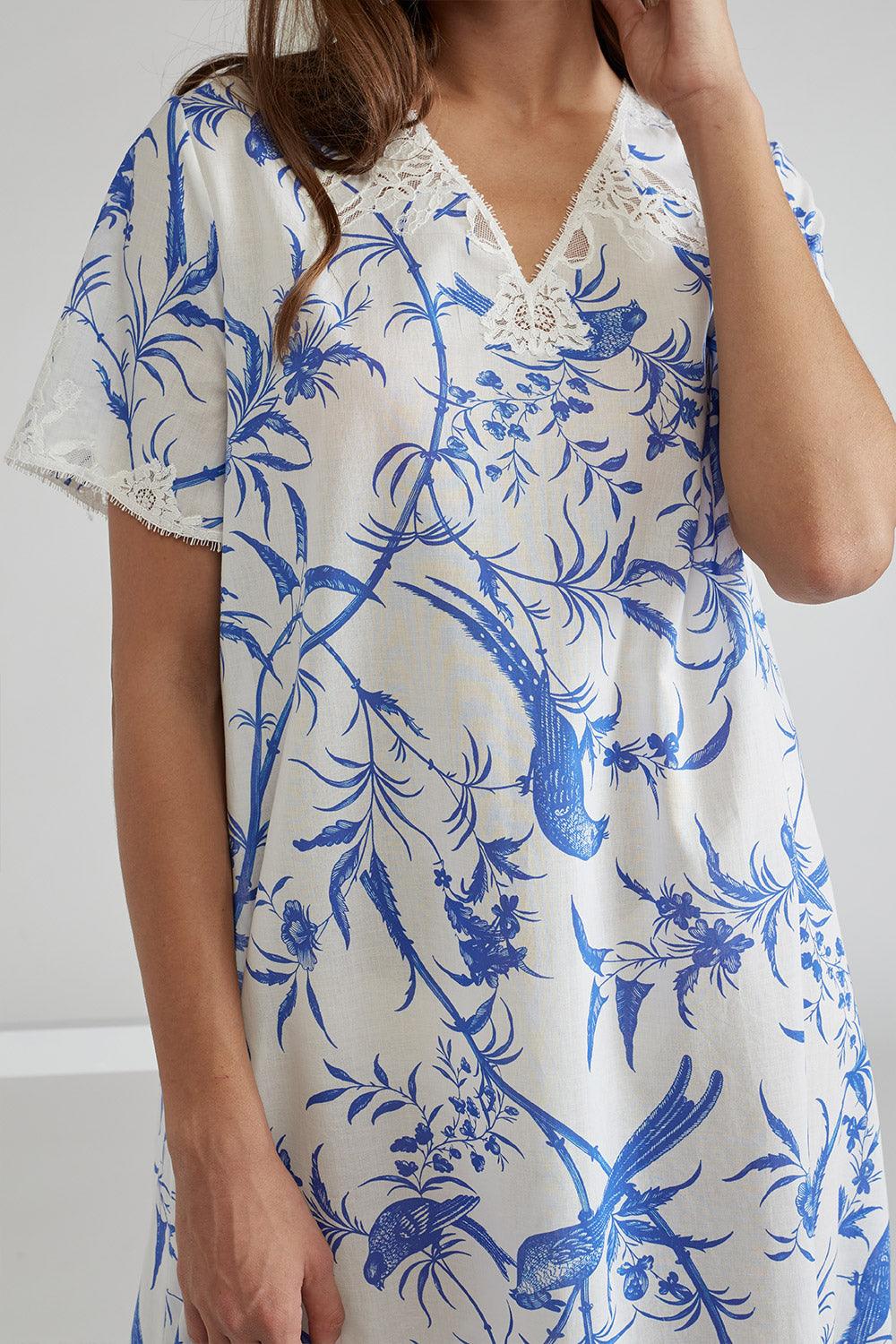Poplin Dress Blue Printed - Nicaea - Bocan