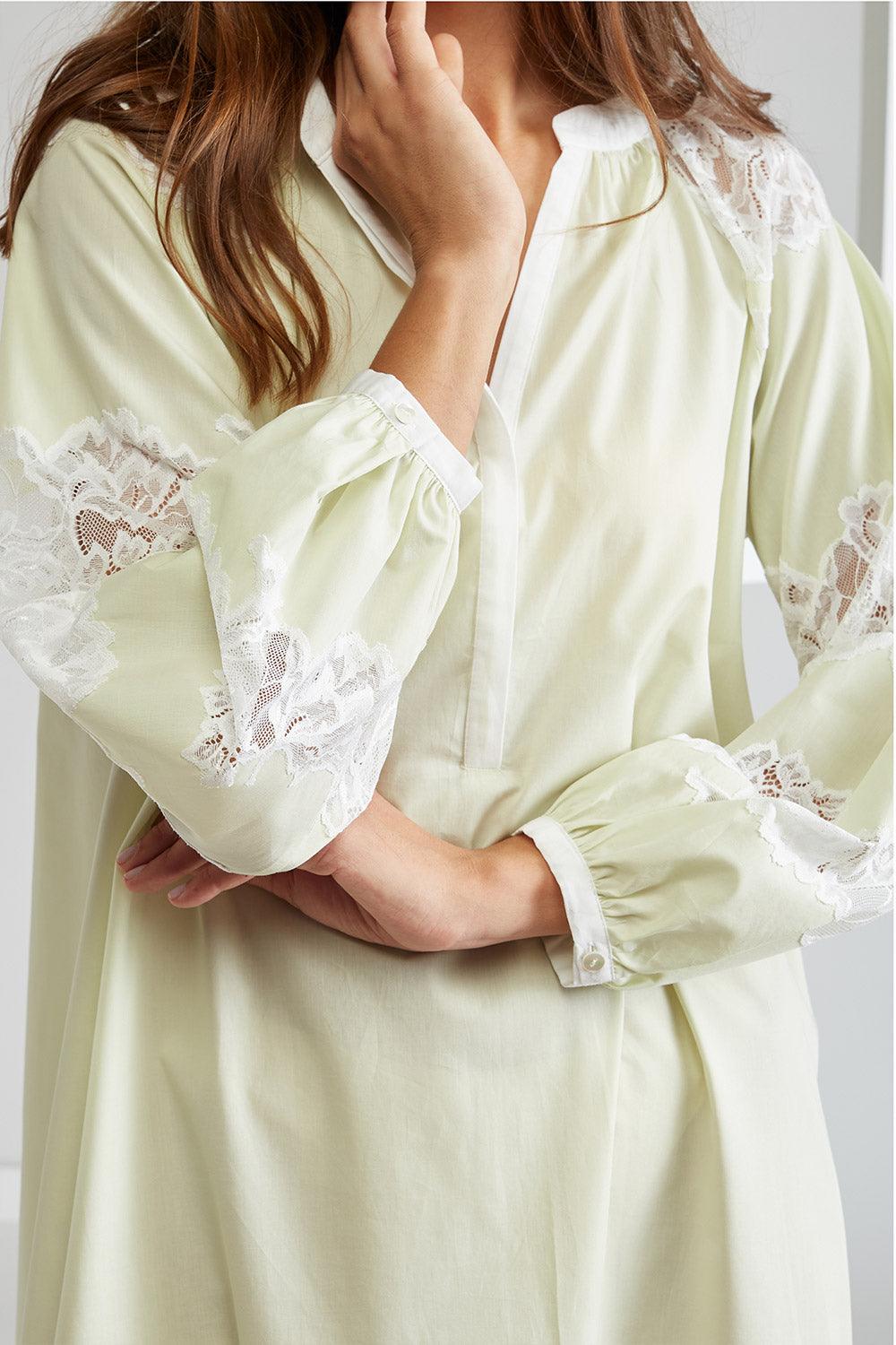 Poplin Dress Green Printed - Colette in Nile - Bocan