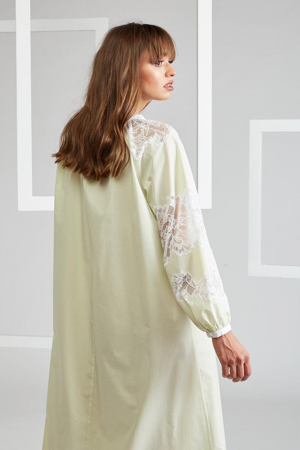 Poplin Dress Green Printed - Colette in Nile - Bocan
