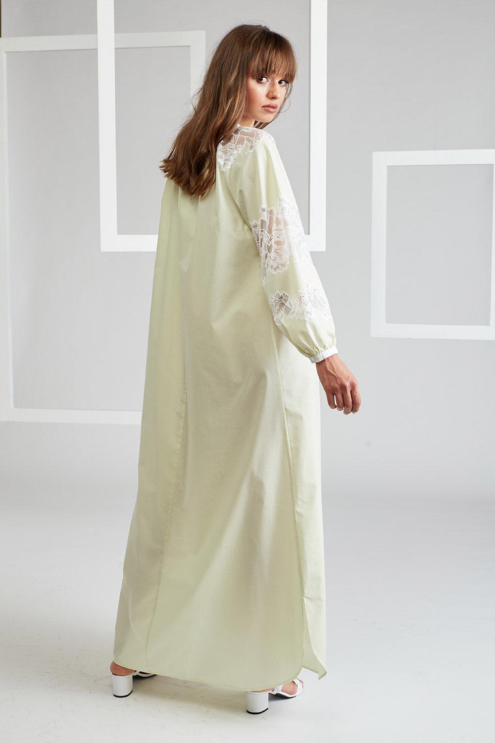 Poplin Dress Green Printed - Colette in Nile - Bocan