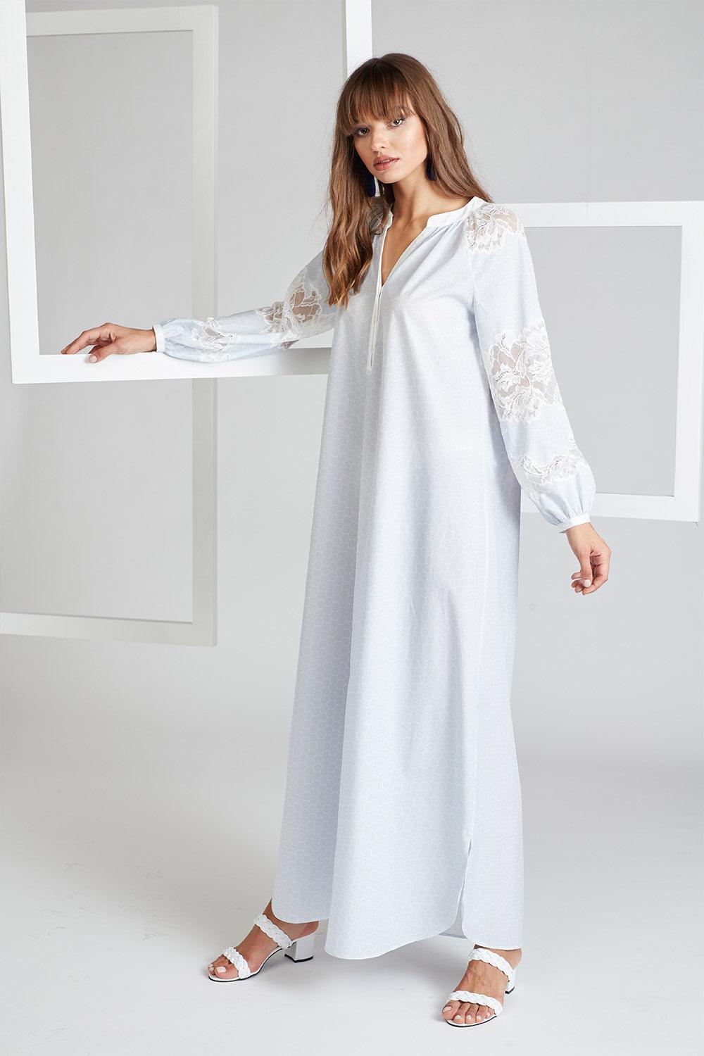 Poplin Dress Light Blue - Colette in Light Blue - Bocan