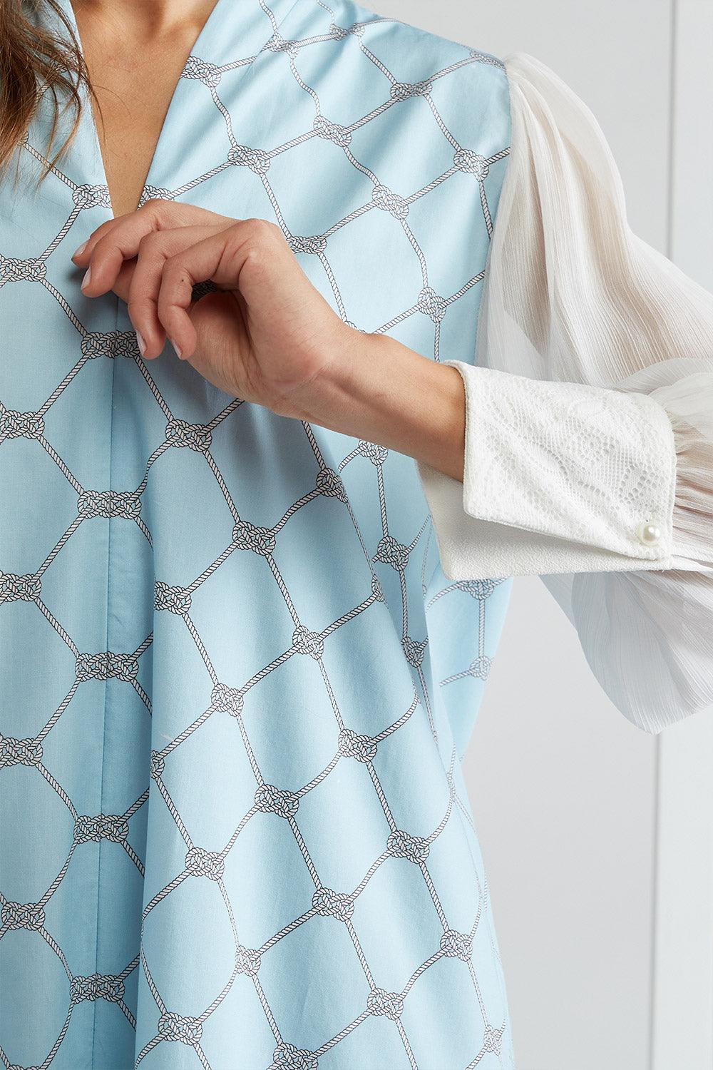 Poplin Zippered Dress Light Blue - Lady Di - Bocan