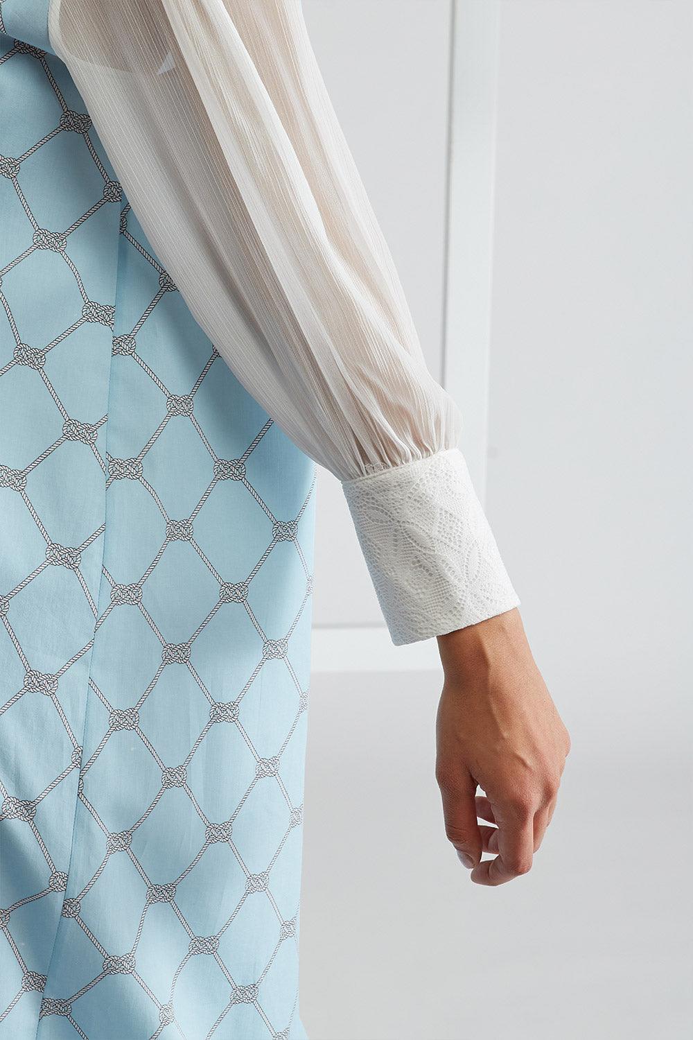 Poplin Zippered Dress Light Blue - Lady Di - Bocan