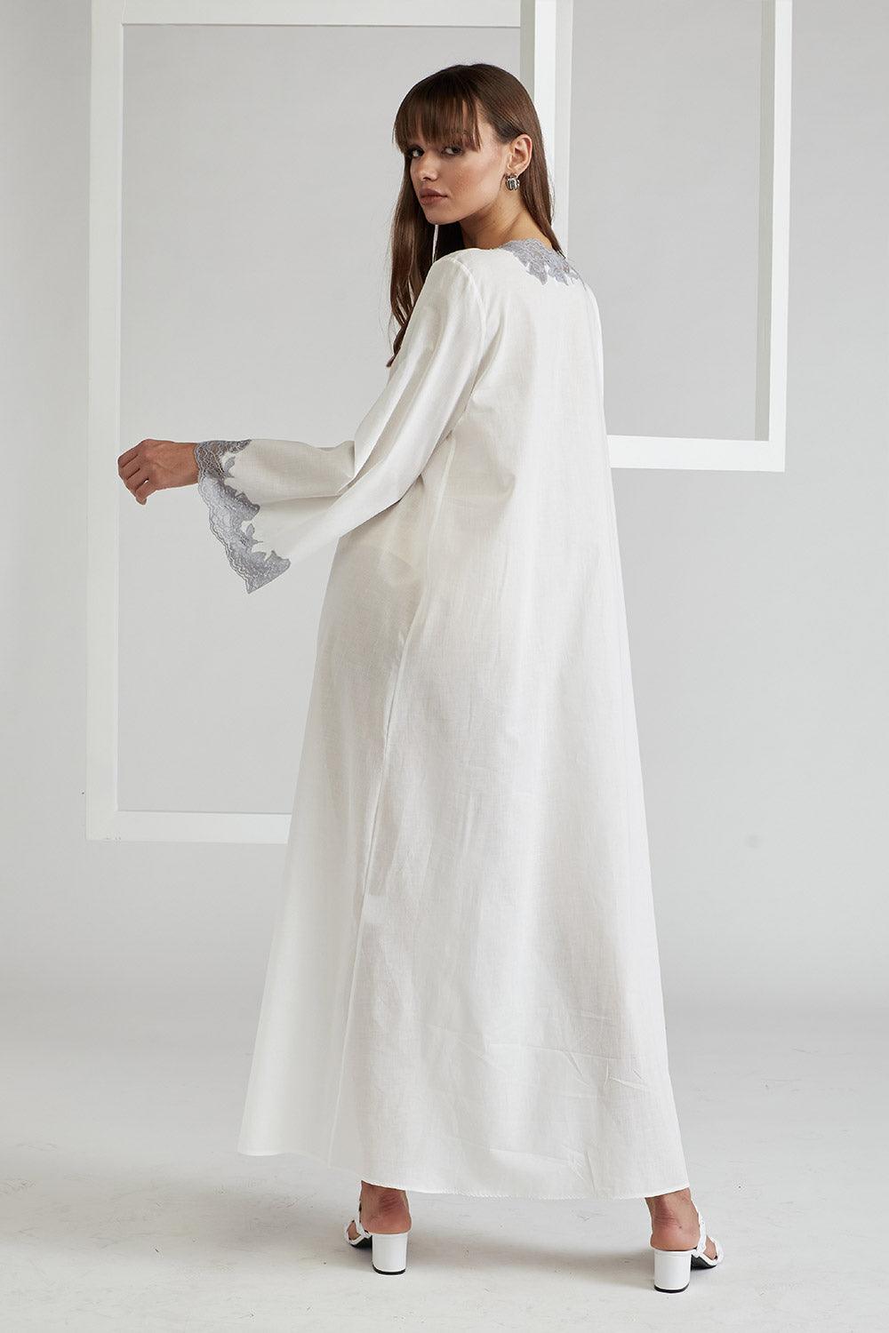 Poplin Zippered Off White Dress - Sheila (Grey) - Bocan