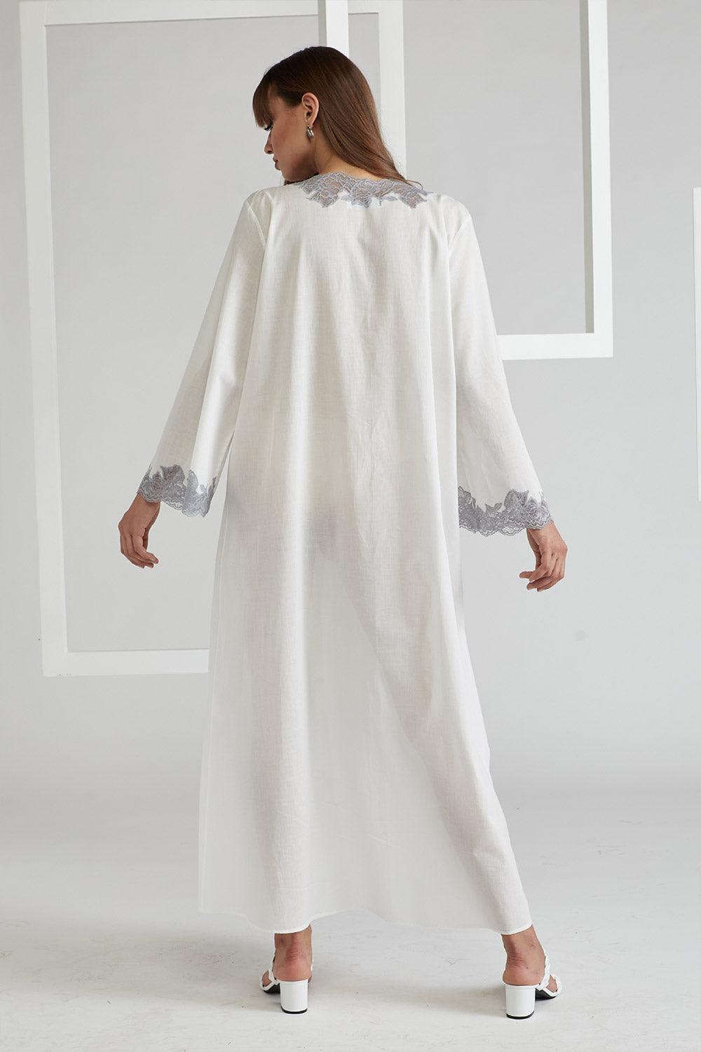 Poplin Zippered Off White Dress - Sheila (Grey) - Bocan