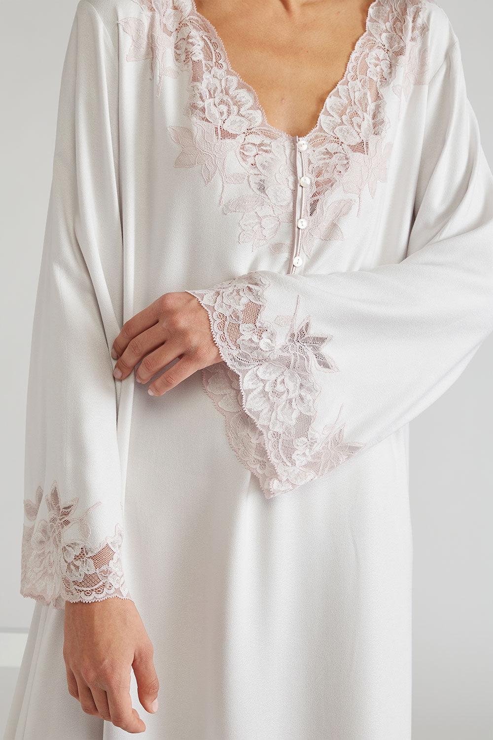 Rayon Dress - Big Rose ( Powder ) Light Grey - Bocan