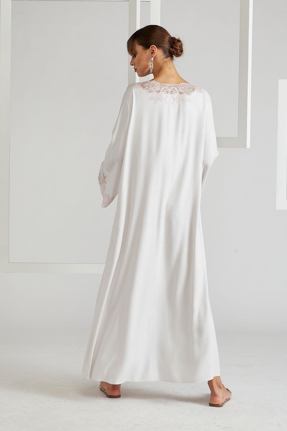 Rayon Dress - Big Rose ( Powder ) Light Grey - Bocan