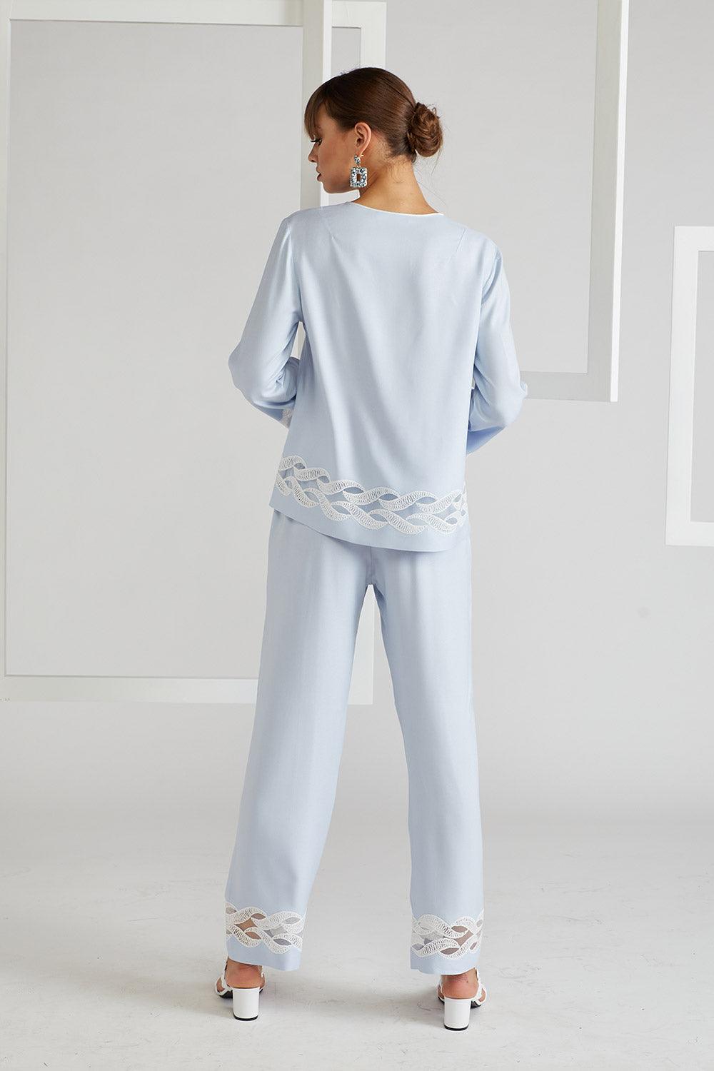 Rayon Pyjama Set Baby Blue - Ivy - Bocan