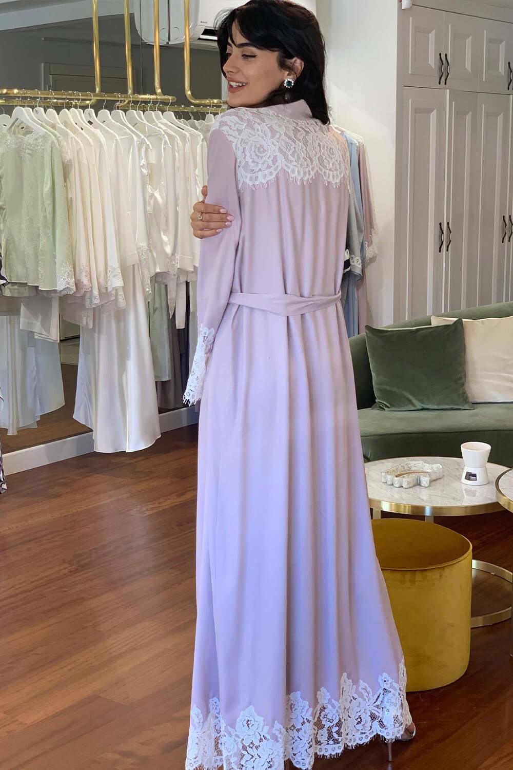 Rayon Robe Set Baby Pink - Ecru Spring - Bocan