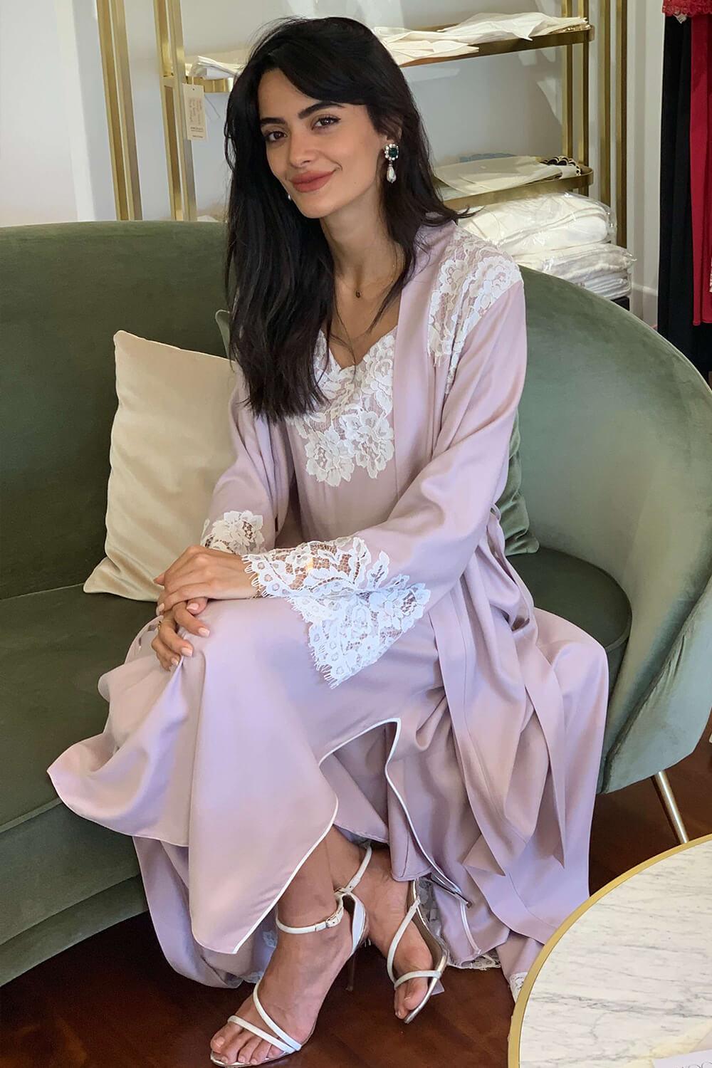 Rayon Robe Set Baby Pink - Ecru Spring - Bocan