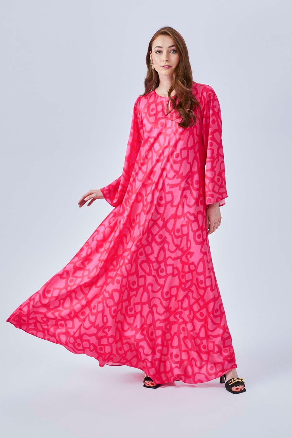 Ruba - Long Rayon Dress - Fuchsia - Bocan