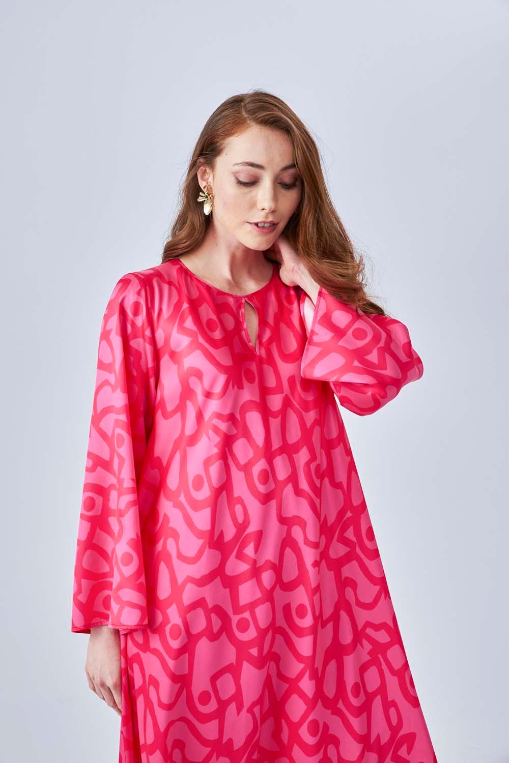 Ruba - Long Rayon Dress - Fuchsia - Bocan