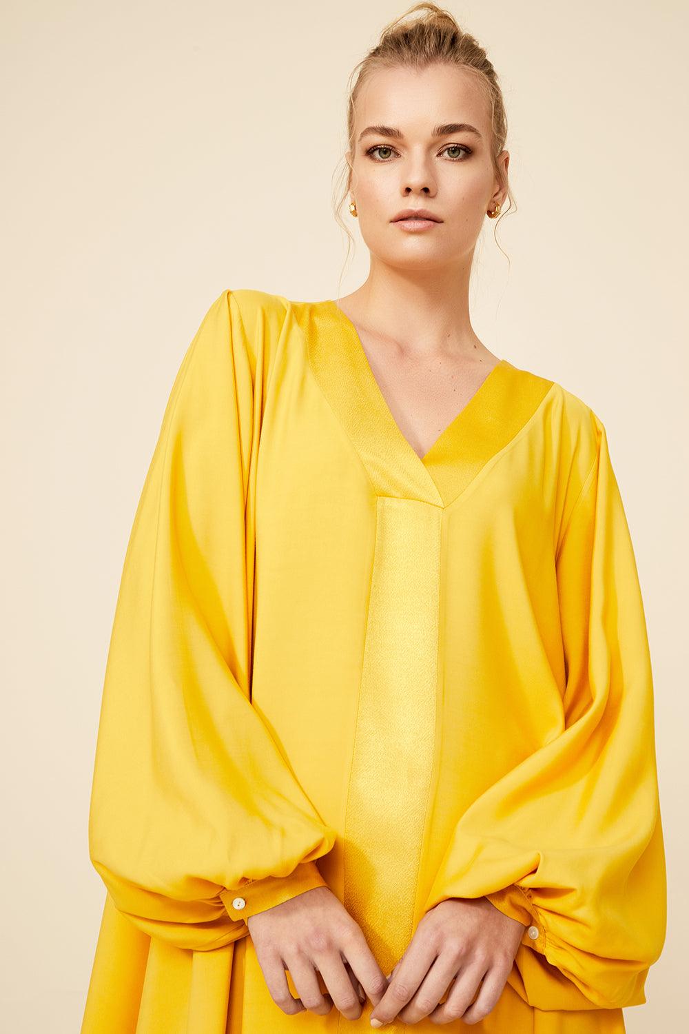 Sara - Long Rayon Dress - Saffron - Bocan
