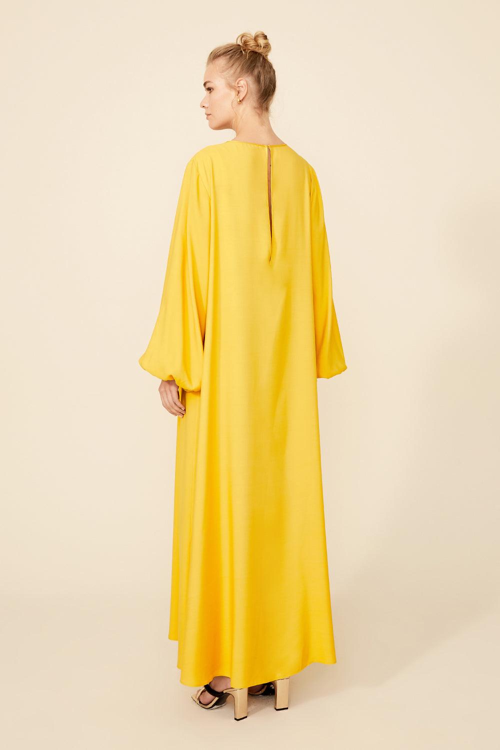 Sara - Long Rayon Dress - Saffron - Bocan
