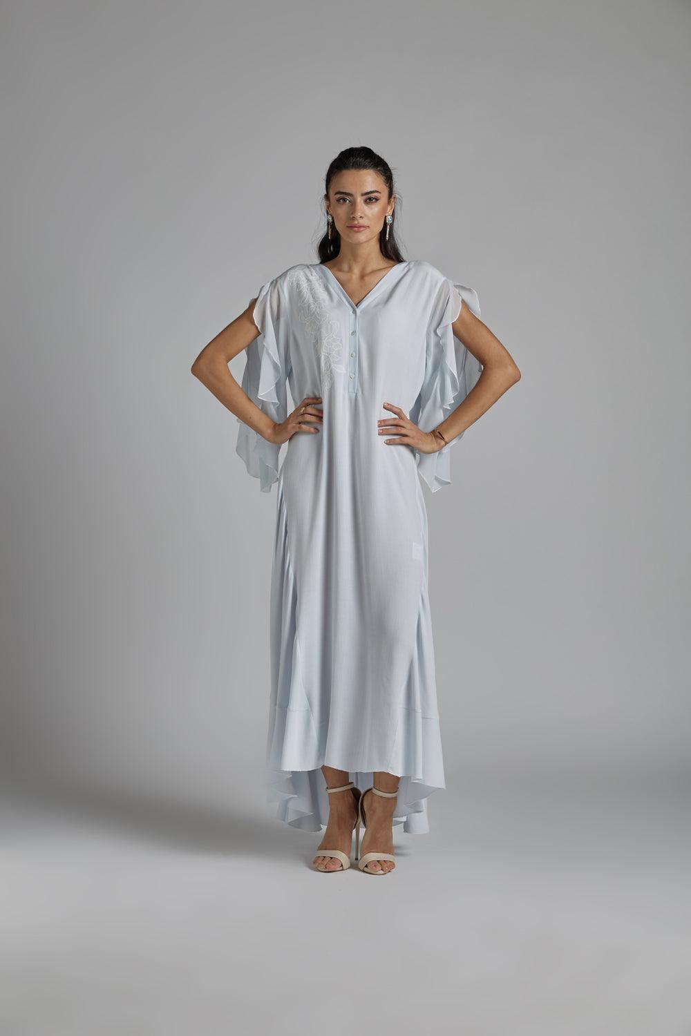 Silk Chiffon Dress Baby Blue - Oh My! - Bocan