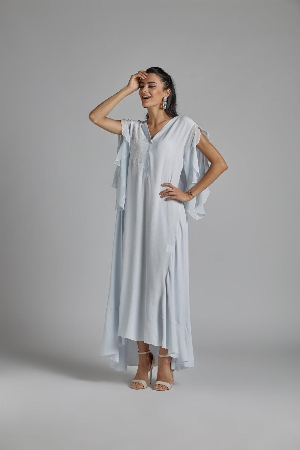 Silk Chiffon Dress Baby Blue - Oh My! - Bocan